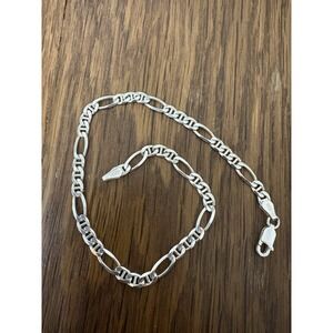Sterling Silver 925 Figaro Link Men's 9 Inch Bracelet